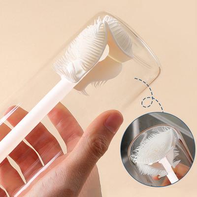 Cup Cleaning Brush Long Handle Bottle Cleaning Silicone Milk Bottle Wineglass Cups Cleaner Household Glass Coffee Mug Teapot Bru