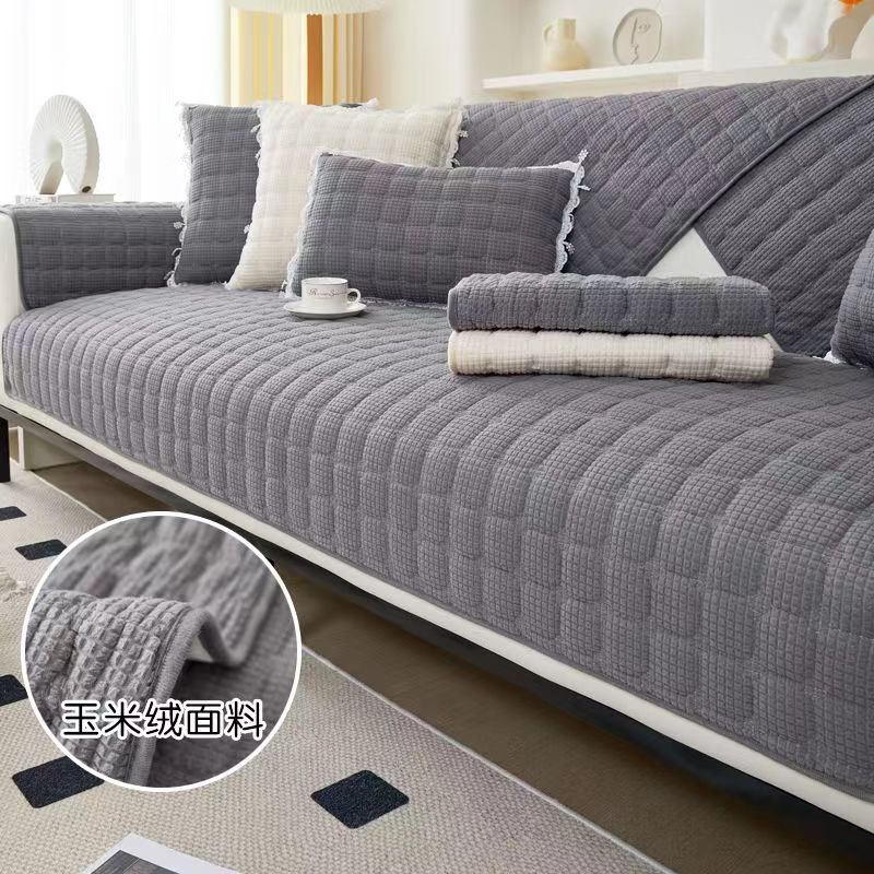 Modern Simple Sofa Cover Cotton Non-Slip Living Room Sofa Cushion Fabric Dust-Proof Furniture Protection Cushion Universal