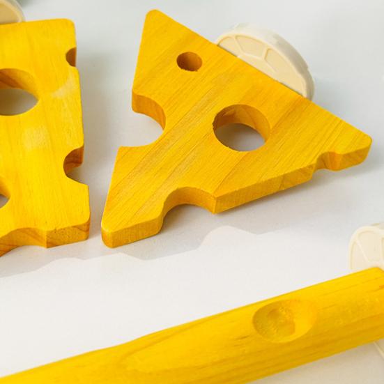 Ptačí bidýlko ve tvaru sýra, stojan na papoušky, dřevěný andulka, žvýkací bidýlko, broušení tlapek