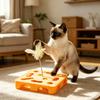 Interactive Puzzle Toy for Cats Puzzle Box with Jingle Balls Spring Feather Wand Cat Enrichment Toy for Indoor Cats Mental Stimulation And Exercise