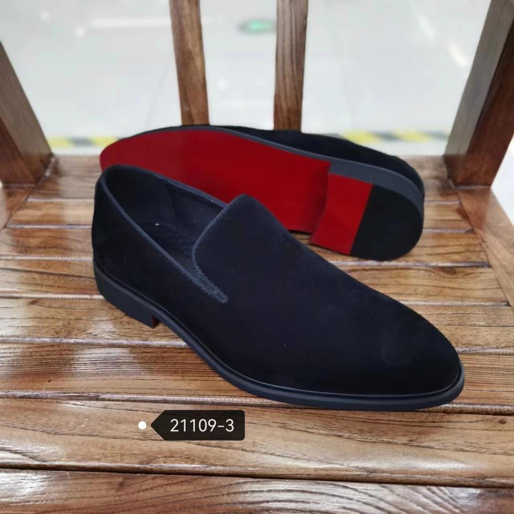 New In Red Bottom Shoes For Men Loafers Flock Solid Slip-On Party Men Dress Shoes Size 38-48 Free Shipping Men Shoes