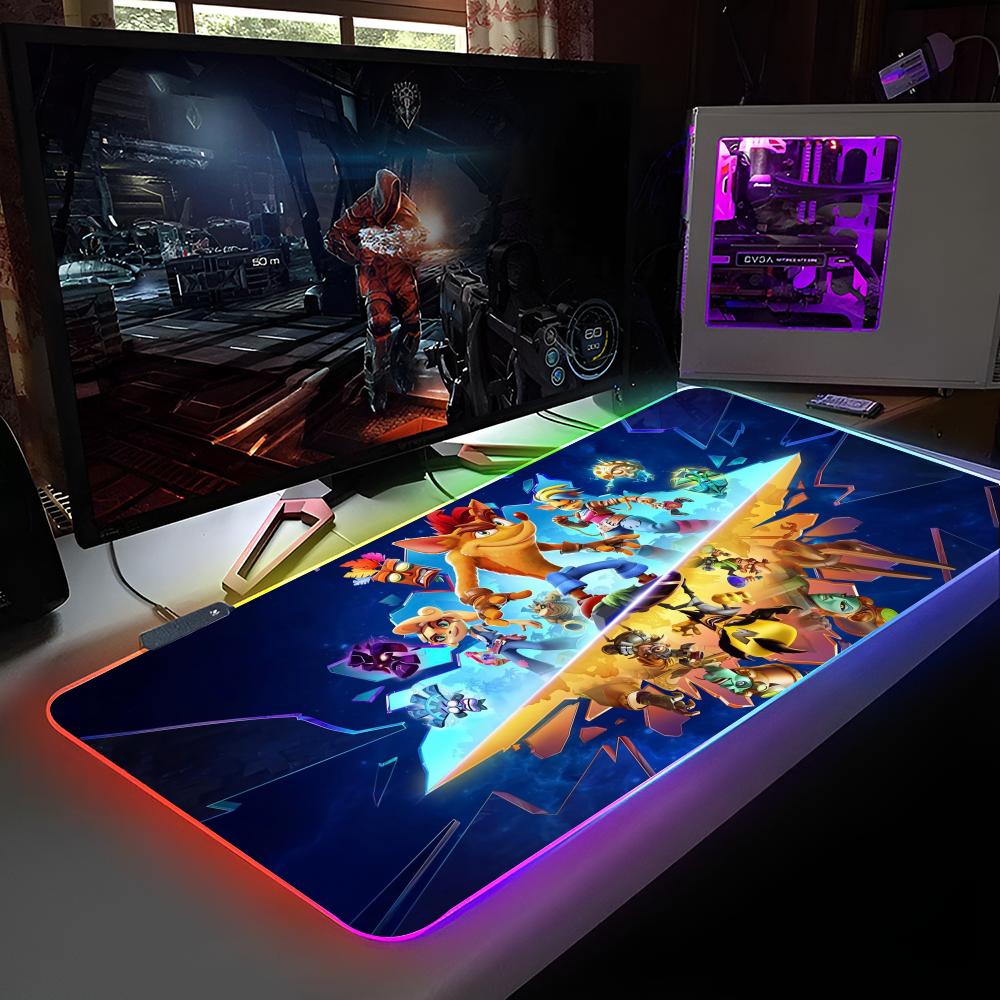 

C-Crash B-BandicootES Коврик для мыши RGB-подсветка Коврик для мыши для ноутбука Коврик для мыши для игрового ноутбука Игровые аксессуары для компьютерного стола RGB600x300x3mm