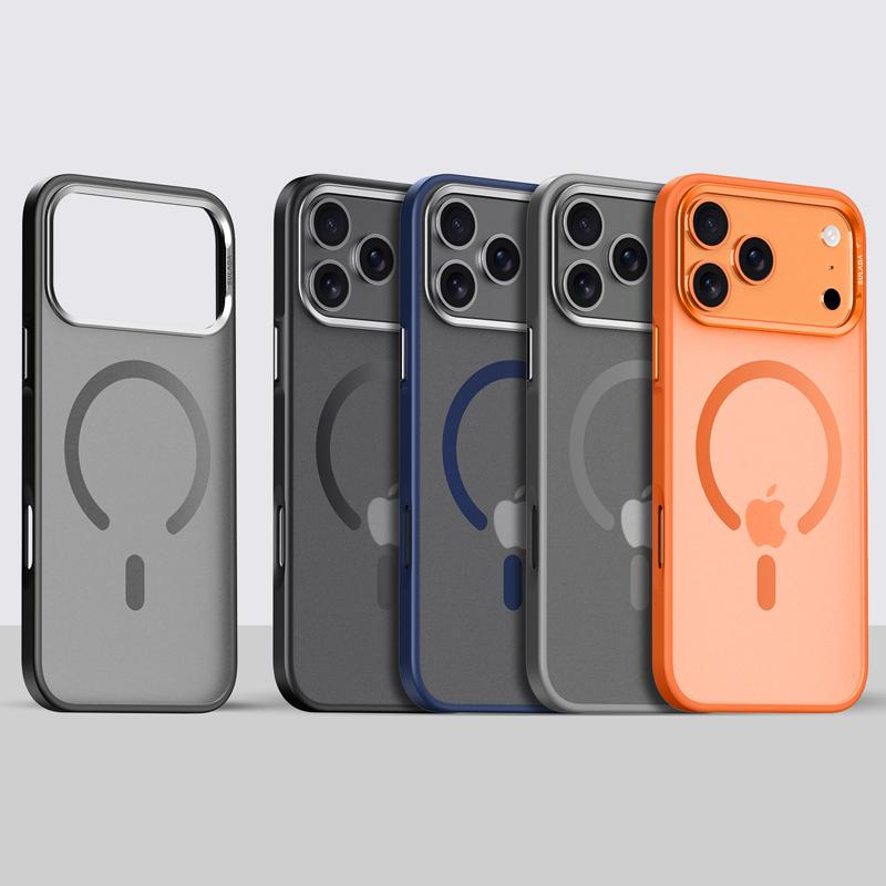 Luxury Alloy Lens Frame Matte for Magsafe Case for IPhone 17 Air ProMax 17Pro Translucent Hybrid Magnetic Waterproof Hard Cover