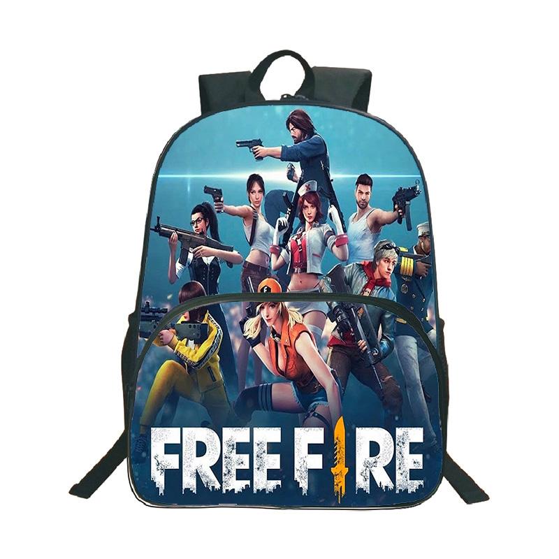 Shooter-Spiel Free Fire 3D-Druck Rucksack Junge Mädchen Lässige Schultasche Schüler Wasserdichter Rucksack Cartoon-Muster Rucksäcke