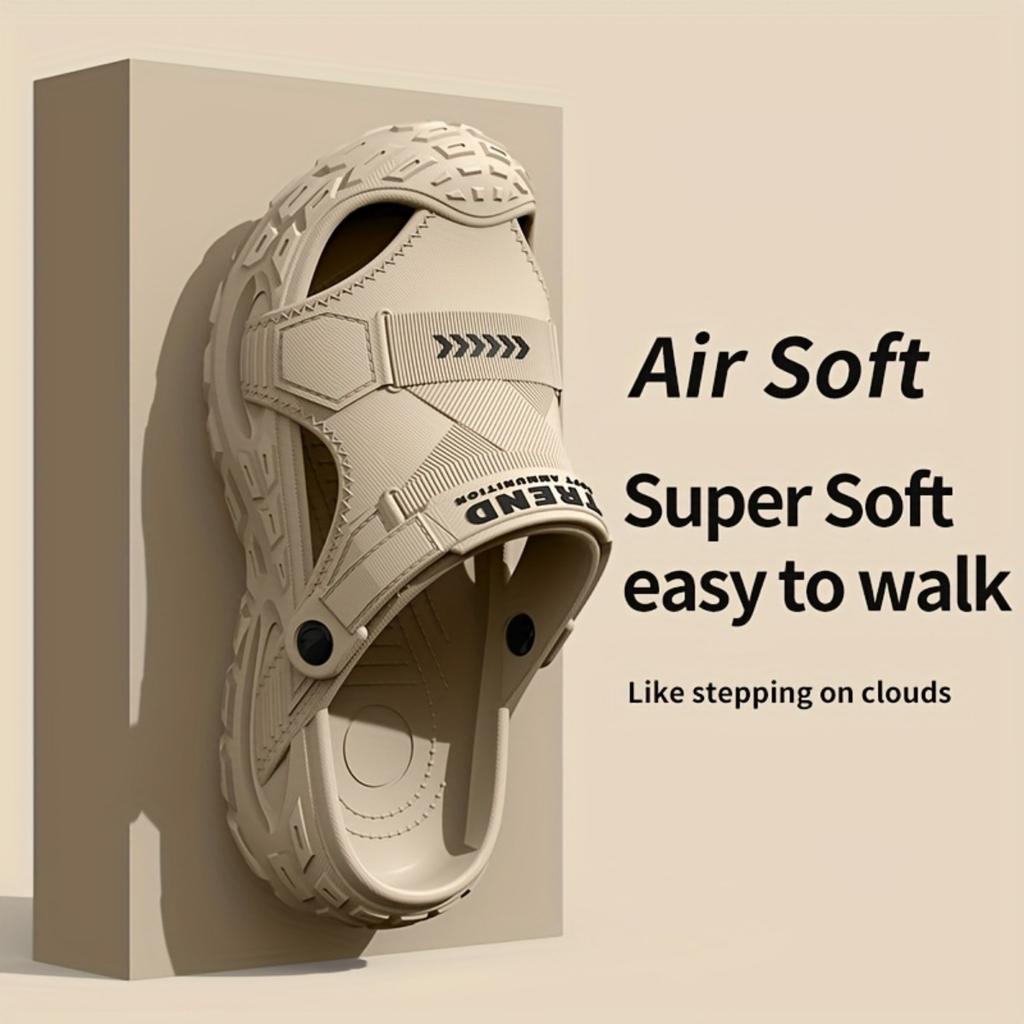 Sandals for Men In Summer, Non Slip Soft Sole, Toe Cap, Semi Slippers, Outdoor Driving, Sports, Beach, Hole Shoes, Big Size