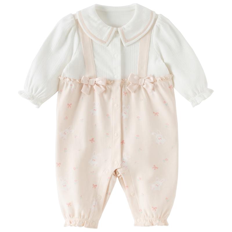 DAVE & BELLA Newborn Baby Girl Antibacterial Long-Sleeve Romper 80