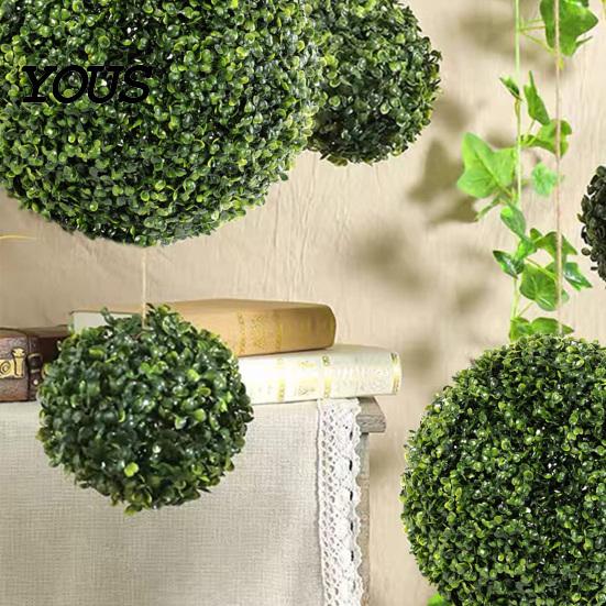 Fake Boxwood Spheres Artificial Plant Topiary Balls, Faux Topiaries Spheres, Weatherproof Greenery Grass Balls for Patio Garden Wedding Home