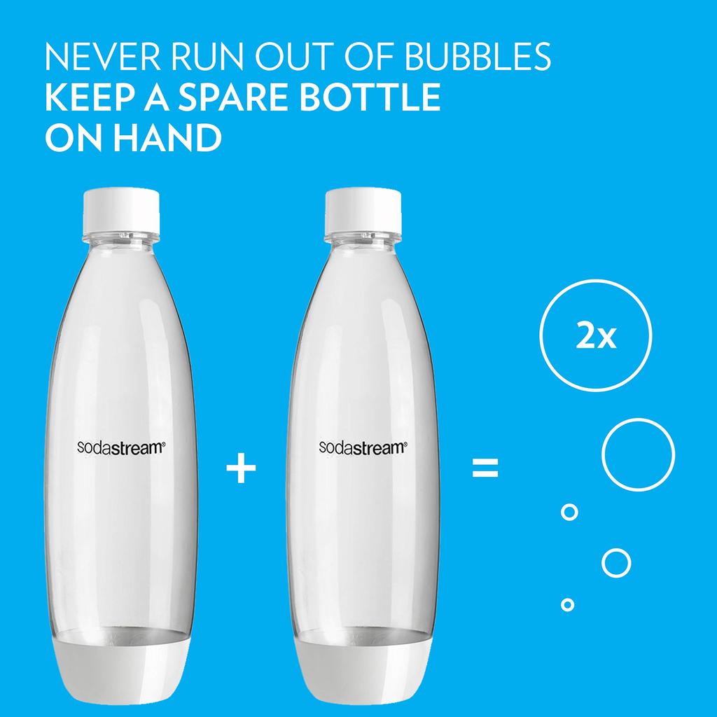 Sodastream White 1L Slim Carbonated Bottle Twin Pack (2-Pack)