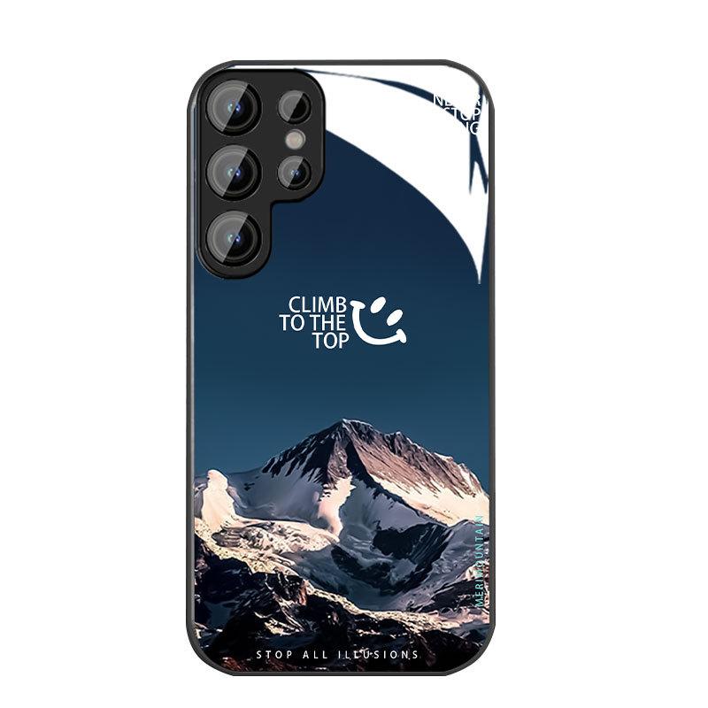 Snow Mountain Is Suitable for Samsung S24ULTRA Mobile Phone Case S23 Glass Mirror S22 Trendy Brand A52A54 Boys New A14