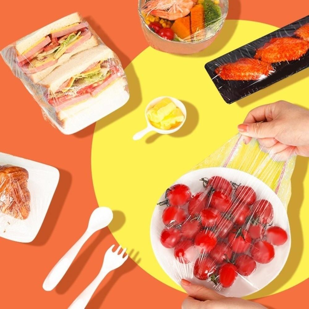 100/300/500ks Barevné jednorázové kryty na potraviny Potravinářský plastové sáčky na uchování čerstvosti Elastický okraj Jednorázové