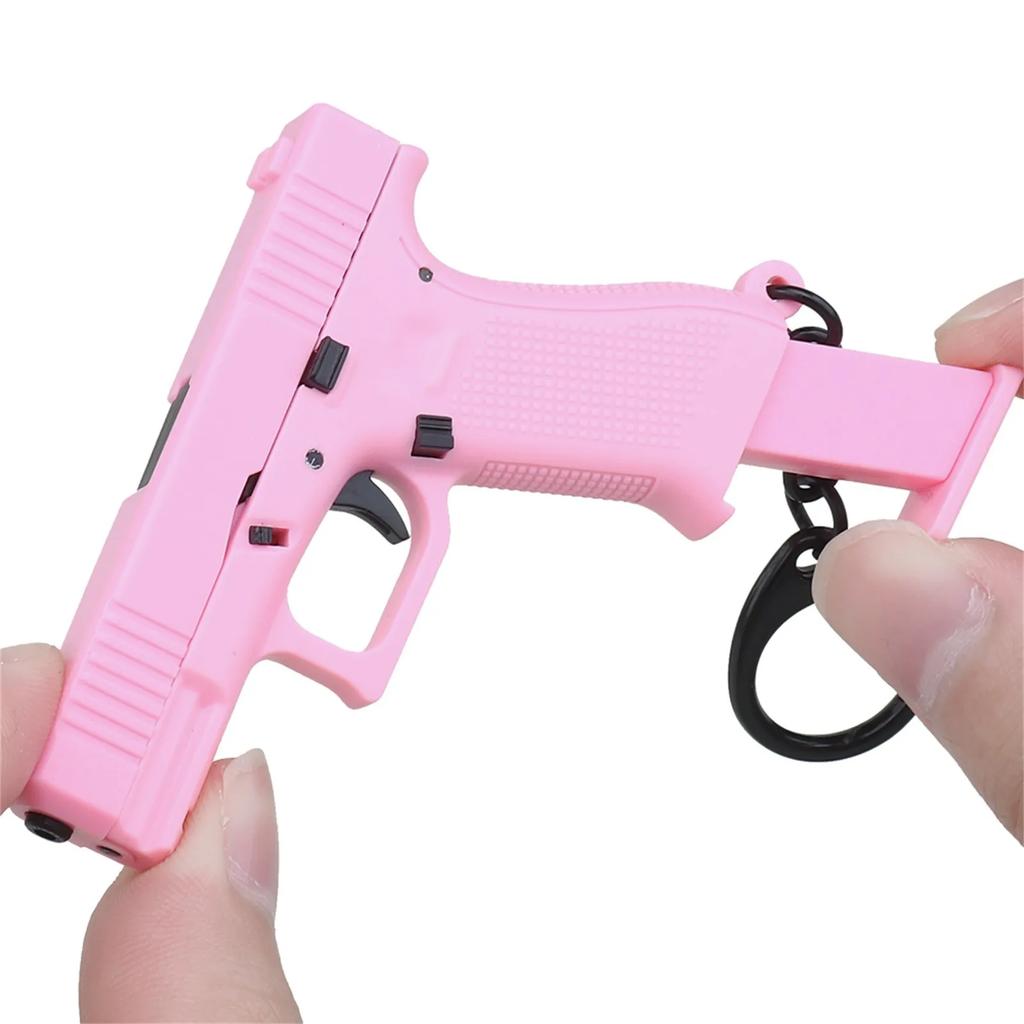 Pistolenförmiger Schlüsselanhänger-Anhänger Realistisches Modell Abnehmbares Magazin Miniatur-Pistolenmodell Geschenke zum Geburtstag Autoschlüsselanhänger für Männer