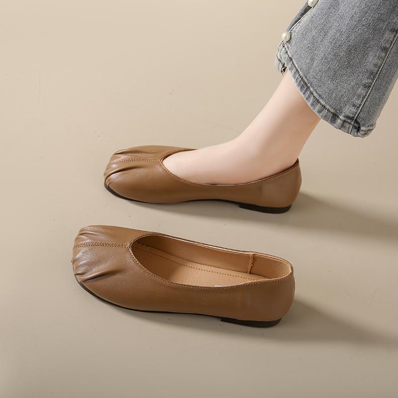 

С юбкой одинарные туфли женские весенние мягкая подошва 2025 ранняя весна не устают ноги модные плоские женские шапочки туфли одна педаль 36