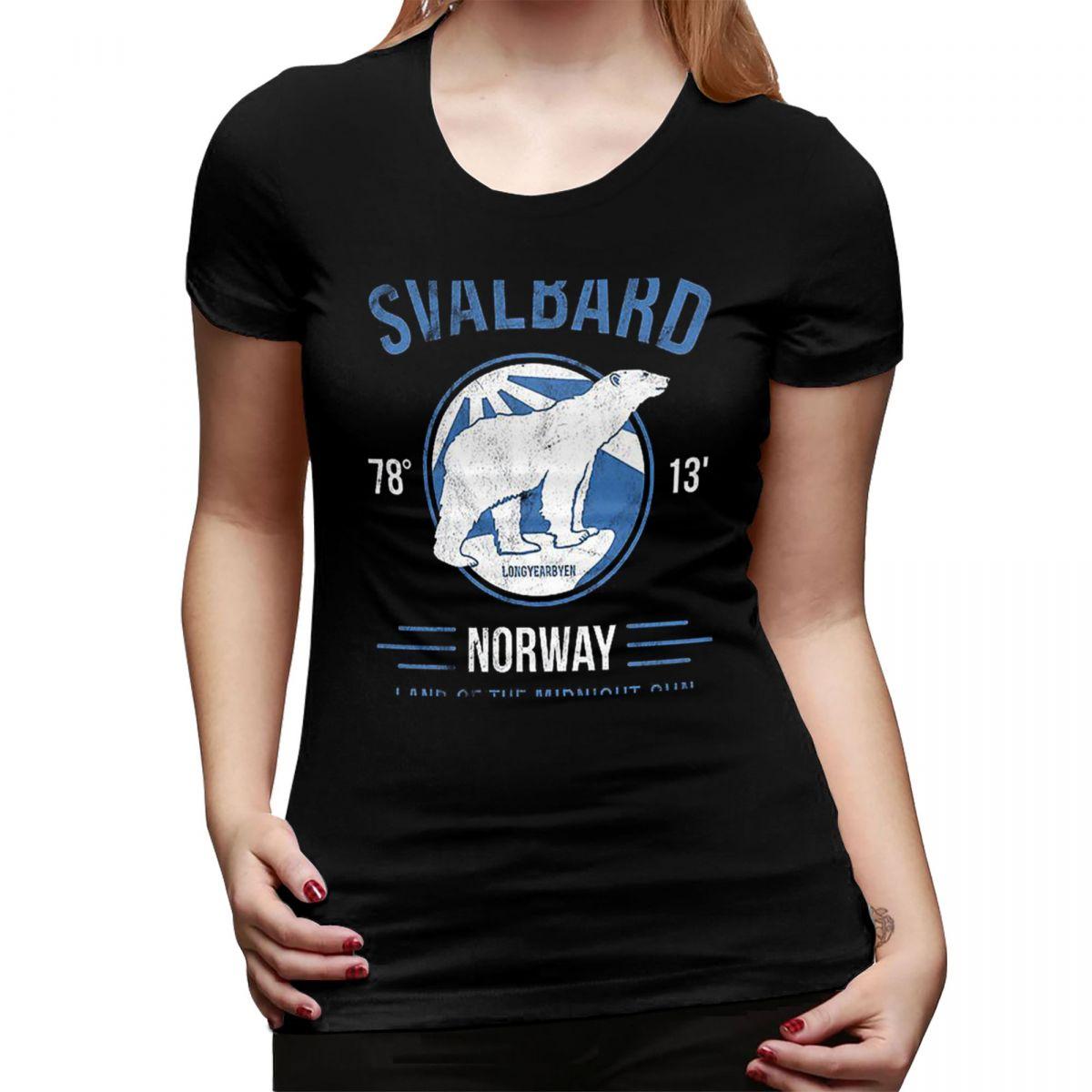 

Svalbard Polar Bear Midnight Sun In Norway TShirt for Women Round Neck Streetwear T Shirts Womens Tees Short Clothes Tops 2XL