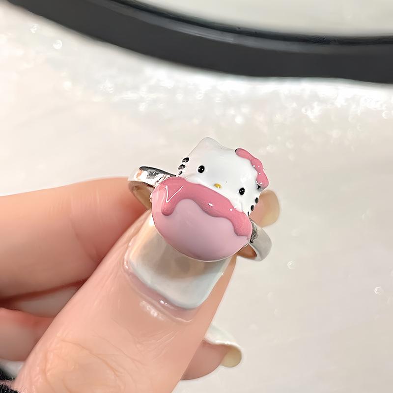 Cartoon Dripping Oil Cute Wind Niche Design Feeling Sweet Cool Wind Opening Ring Cold Wind Advanced Feeling Ring Female