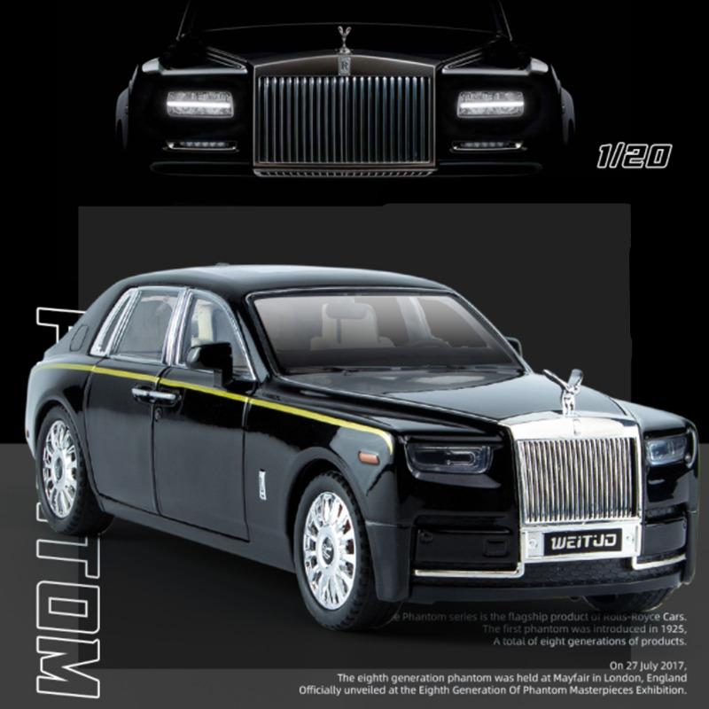 1/18 Rolls Royce Phantom Alloy Car Model Diecast & Toy Vehicles Metal Car Model Collection Simulation Sound and Light Kids Gifts