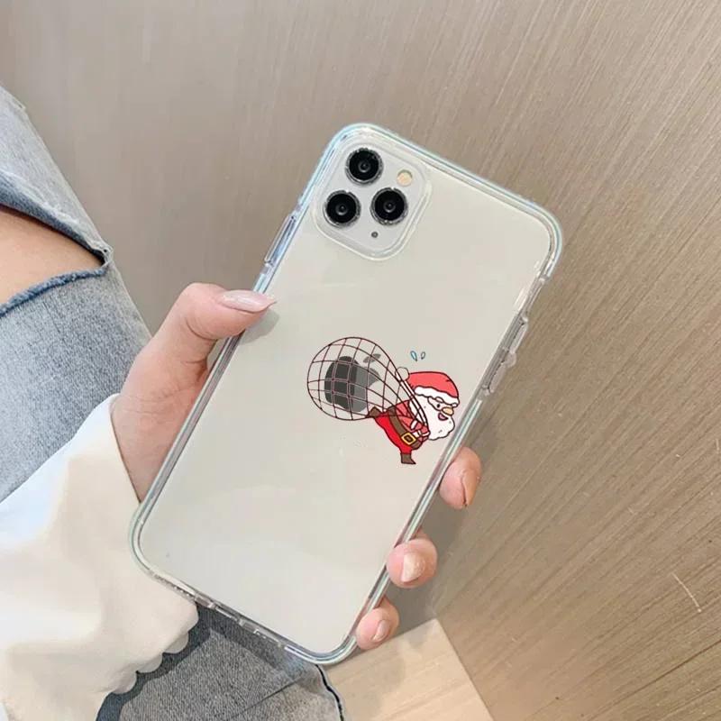 

Transparent Cartoon New Year Christmas Creative Santa Phone Case for iPhone 11 12 13 14 15 16 Pro Max 7 8 Plus SE4 Cover Fundas iPhone 12