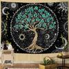 Rexful Baum des Lebens Wandteppich Grünes Wandbild für Schlafzimmer Spirituelle Ästhetik Sonne und Mond Wandteppiche Wandbehang Dekoration