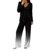 Women's V-Neck Loose Fit Printed Pajama Set with Pants Casual Sleepwear