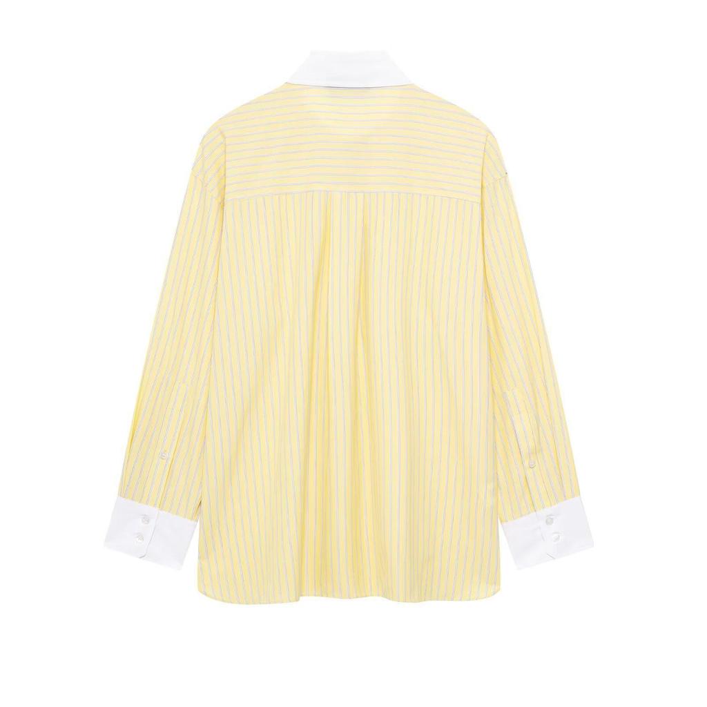 TAOP&ZA Women's Spring Poplin Cotton Loose Long Sleeve Shirt