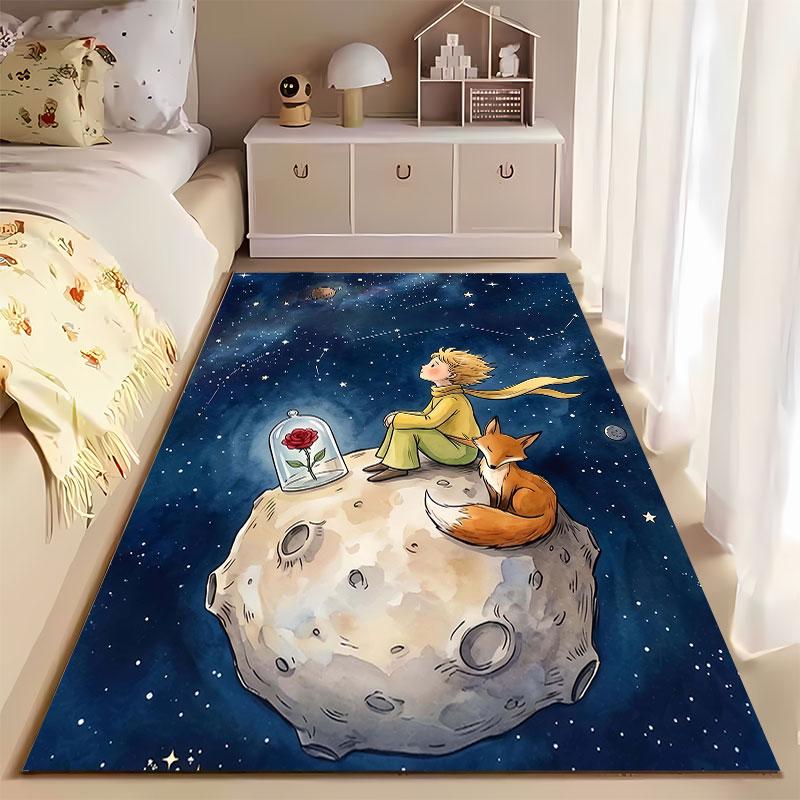 Little Prince and Fox Galaxy Scene suitable as a non-slip mat for the living room or bedroom sofa