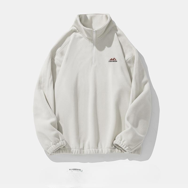 Sweater Male Couple Autumn and Winter Letter Embroidery Adjustable Semi-high Neck Thick Coat