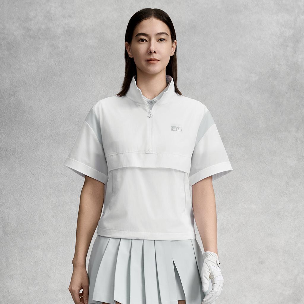 FILA Golf Series Fashion Simple Trendy Sports Casual Versatile Comfortable Half-Zip Stand Collar Cool Touch Short Sleeve T-Shirt A11W625130FWT