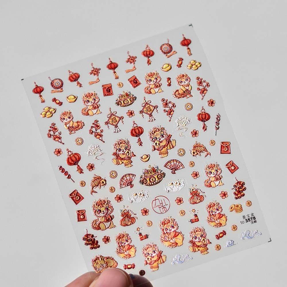 New Year Nail Charms Chinese New Year Nail Stickers Chinese Nail Decorations Lady/Girls