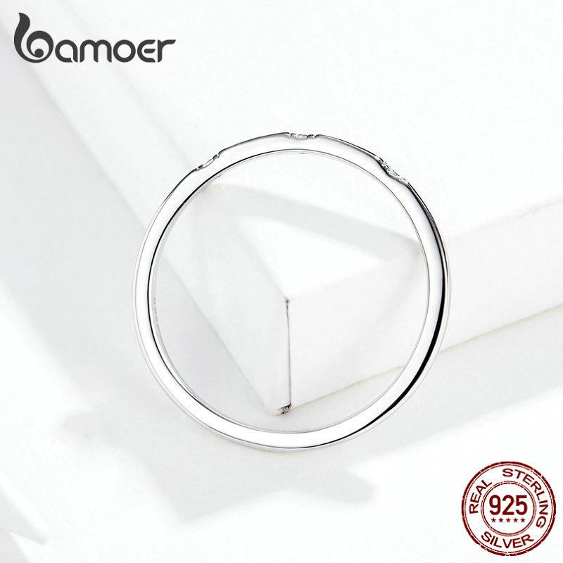 BAMOER Simple Minimalist Finger Rings for Women 925 Sterling Silver Stackable Band Fashion Jewelry