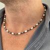 Retro Black Natural Stone Baroque Pearl Chain Necklace Simple Men Beads Choker Fashion Jewelry Trend Accessories