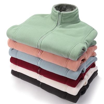 Winter Sweater Coat Polar Fleece Jacket Thick Coral Fleece Solid Color Jacket