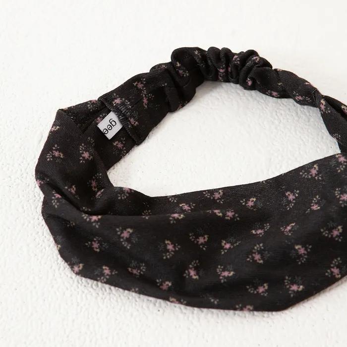 flower pointel hair band - black