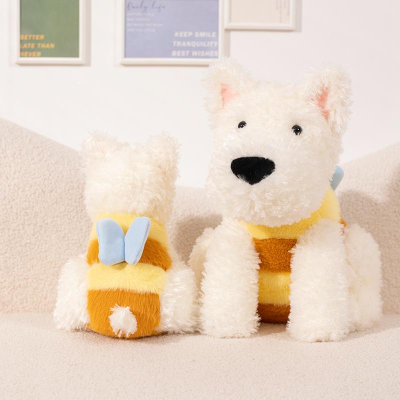 Lifelike Plush West Highland White Terrier Toy Fluffy Real-life Stuffed Animals Dog Cosplay Bee Children Toy Birth Date Present