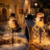 Festive Atmosphere Decoration for Lawn Solar Snowman Garden Light with Flowing Snowflakes, LED Christmas Waterfall Seasonal Outdoor Lighting Walkways