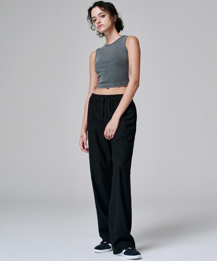MALOUPE 2136 Wide Elastic Waist Pants (Black)