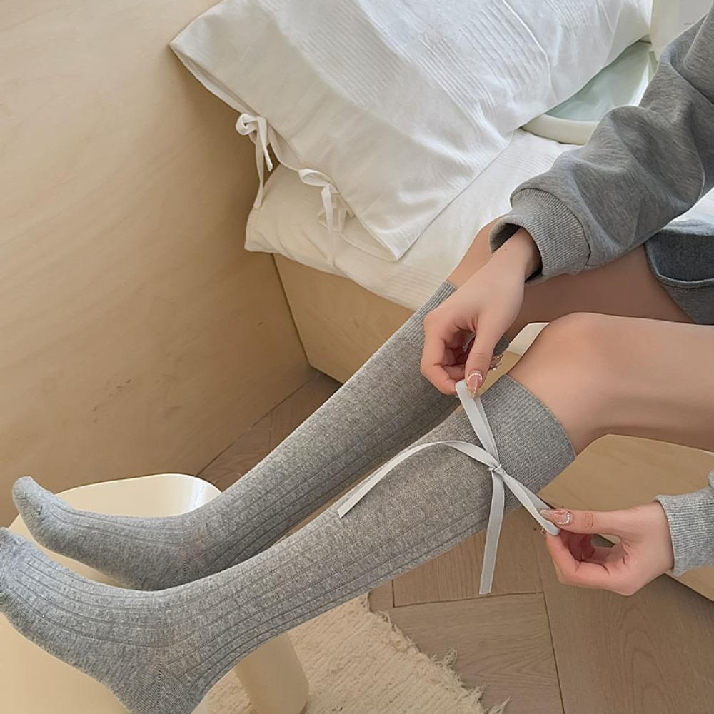 Personality Striped Long Socks Sweet Thin Girl Socks New Bow JK Stockings