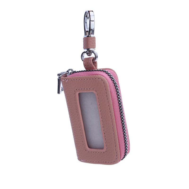 Visual Mirror Window Car Key Protector Bag Leather Key Holder Mini Auto Key Pocket Case Retro Keyring Wallet Zipper Bag