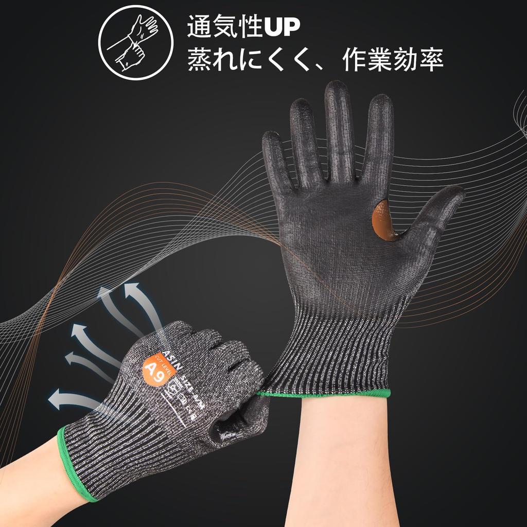 DONFRI 3 Pairs Work Gloves Resistance Level with PU and Oil Resistant for Emergency and Disaster Preparedness Cut-Resistant (Cut 9) Non-Slip,