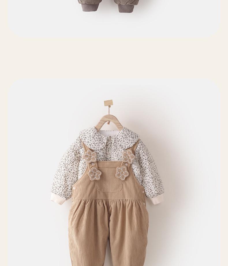 Quilted Autumn/Winter Baby Bodysuit & Girls' Toddler Overalls Set