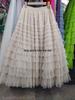 Women's Mesh Ruffle Midi Skirt - New Style Socialite Slimming Cake Skirt