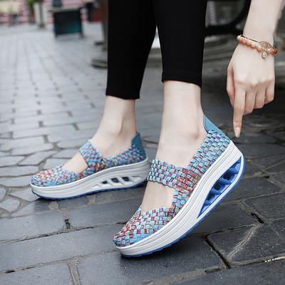 New Popular Large-size Women's Shoes Casual Hand-woven Shoes Thick-soled Breathable Single Shoes Cover Feet Lazy Shoes Travel Shoes