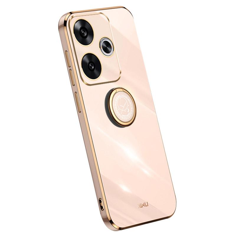 

XINLI For Xiaomi Redmi Turbo 3 5G/Poco F6 5G Electroplated Case Soft TPU Cover with Kickstand Pink