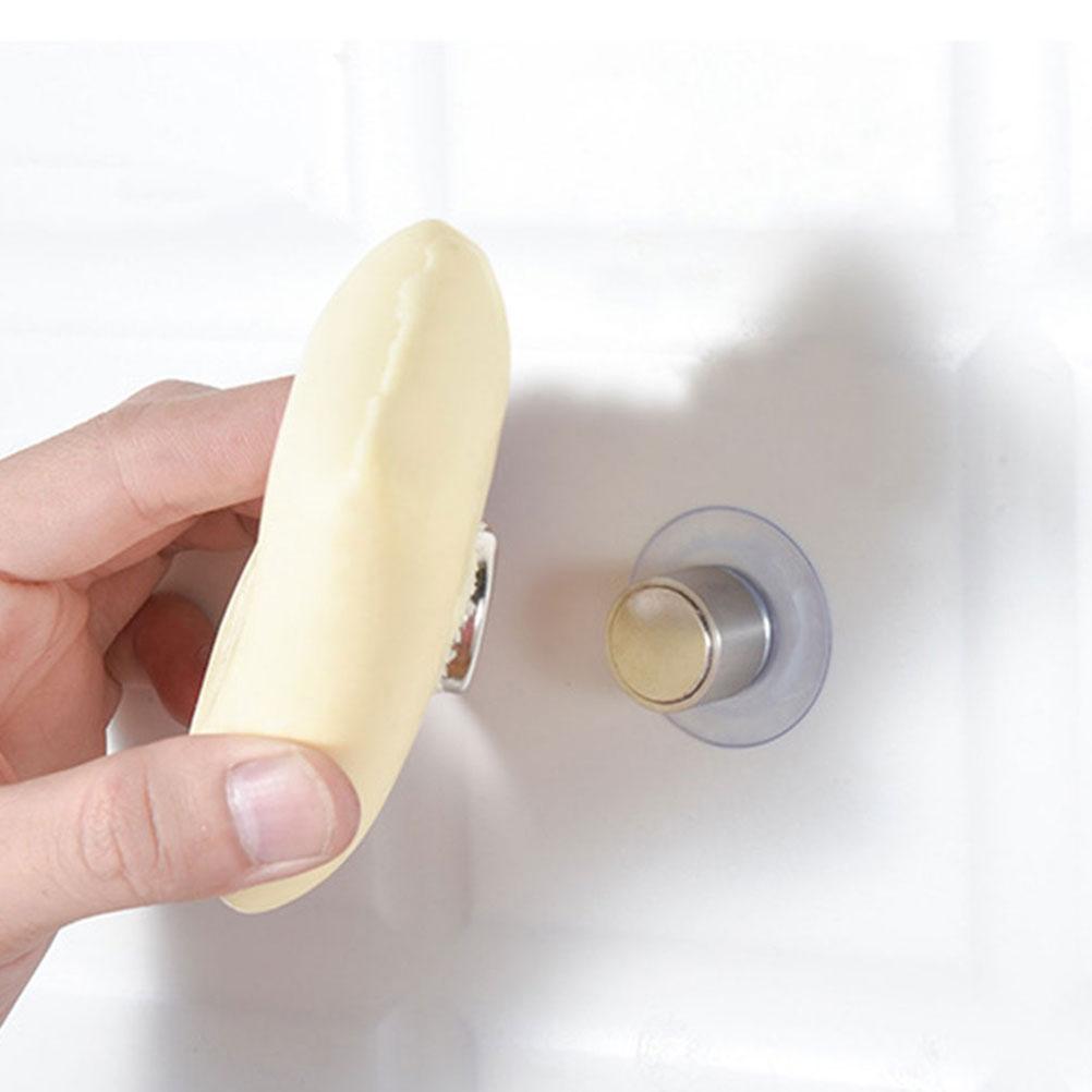 Magnetic Holder Stainless Steel Wall Mount Suction Cup Draining Cap Bath Accessories Soap Rest Metal Cap Portable Soap Box