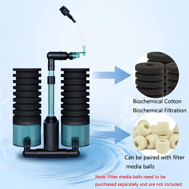 M-Modern-USB Powered Aquarium Filter With Water Pump Electric For Fish Tank Air Pump Skimmer Biochemical Sponge Bio Filter 100A