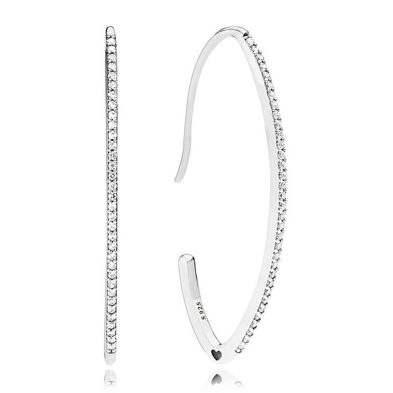 Boucles d'oreilles à tige en forme de cœur étincelant authentiques à main levée avec cristal pour femmes, en argent sterling 925, cadeau de mariage, bijoux de mode