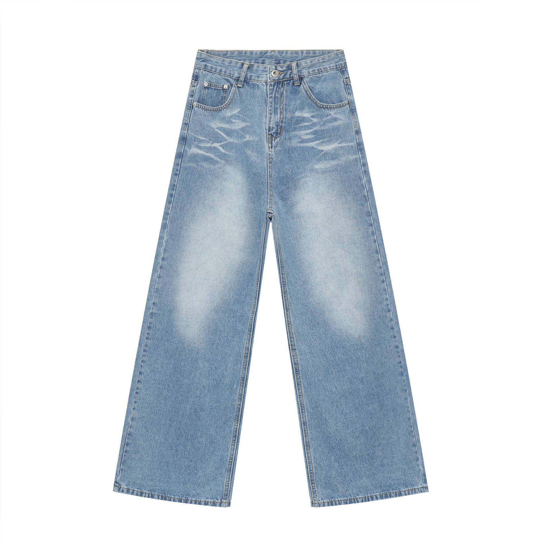 

Длинные брюки Свободные прямые джинсы Мужские пожилые Sense of Cat Whiskers Нишевые брюки Прямые свободные джинсы для мужчин Модные и удобные брюки XL