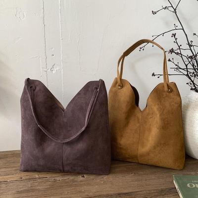 Retro Suede Women's Shoulder Bag 2025 - Large Capacity Tote for Casual and Mother-Child Use