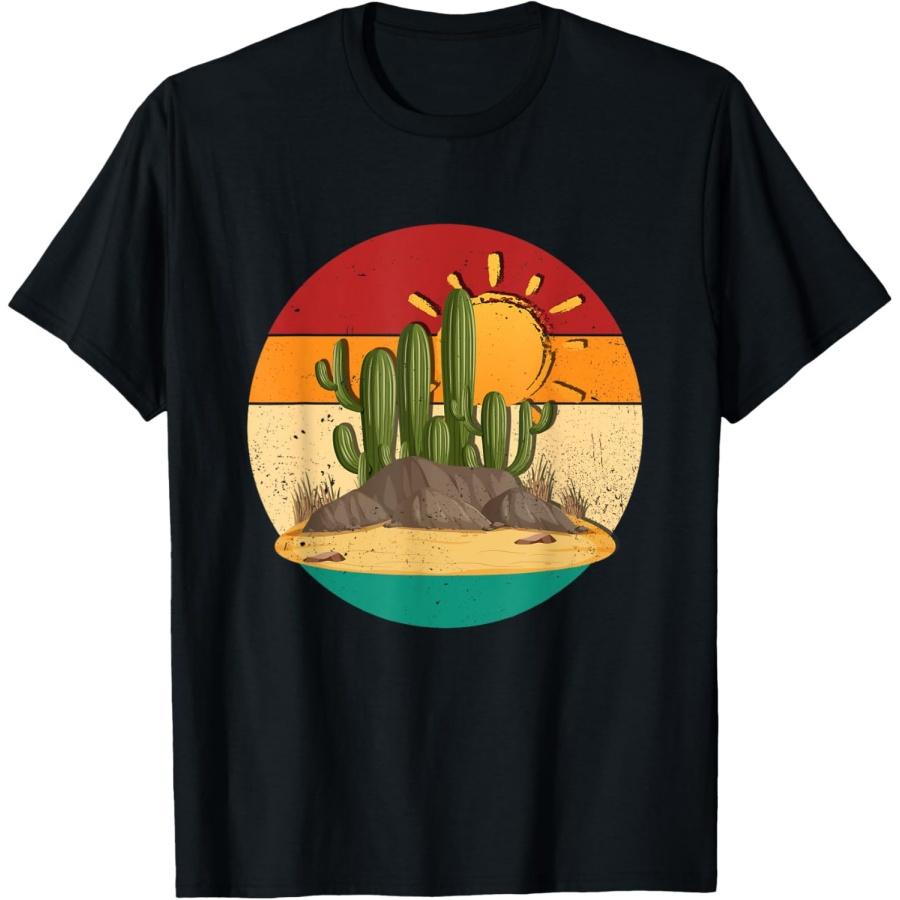 Vintage 80 s Desert Scene Retro Mountains Southwest Cactus T-Shirt S