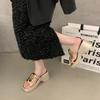 Fashion Women's Summer Fashion Open-Toe Platform Slippers Casual Metal Decoration Thick Bottom Slides for Ladies