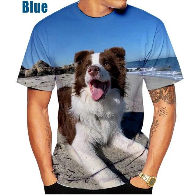Unisex roztomilý pes 3D-Druckmuster Top tričko Border Collie Sportovní tričko Freizeitkleidung