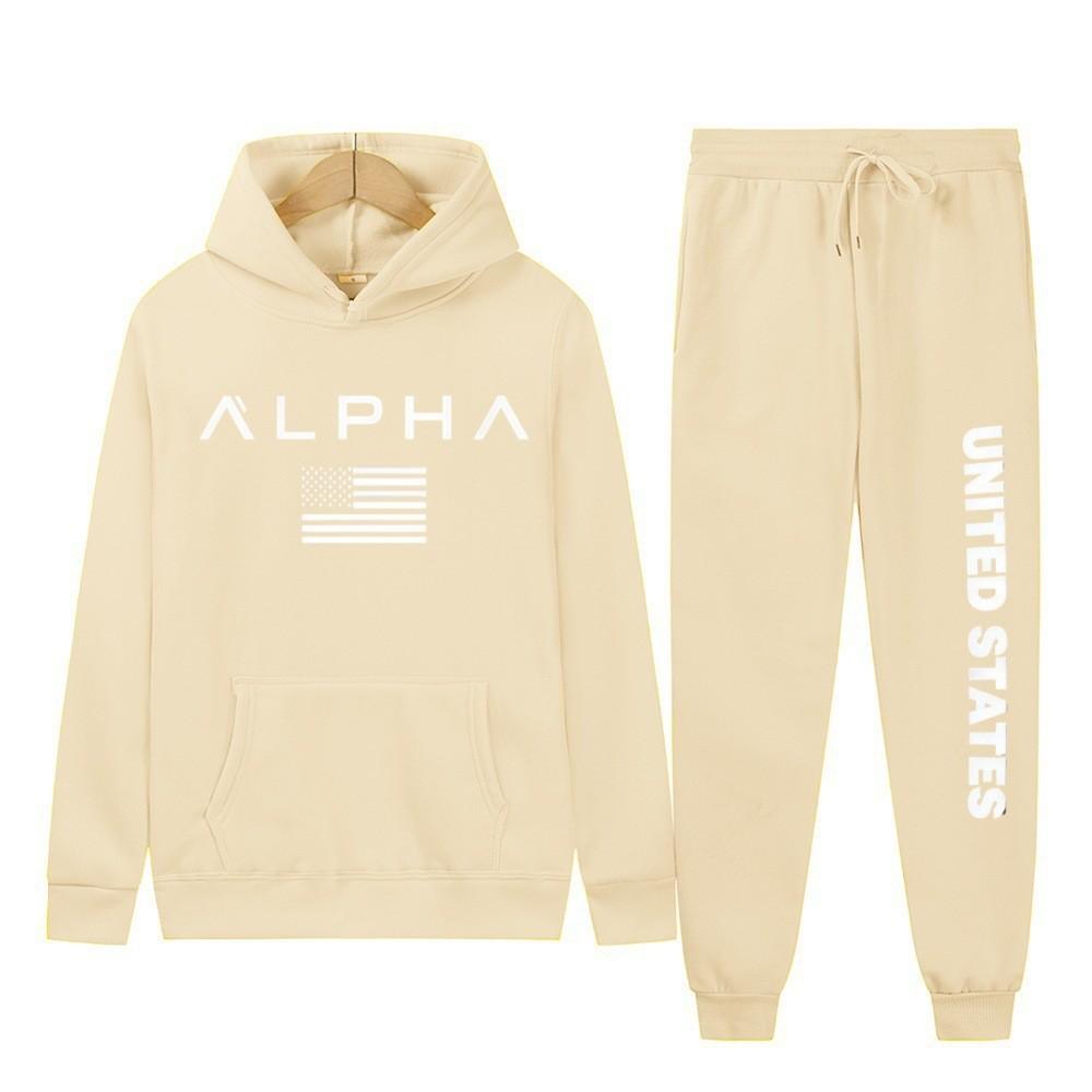 New letter printing two-piece hooded sweater autumn and winter men's casual sports hoodie men's